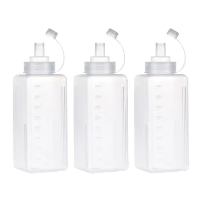 Imagen de 3Pcs Squeeze Bottle, Botella De Salsa, Boca Ancha Dispensador Botellas Plástico, Condimento para Salsa Tomate, Mostaza, Mayonesa, Picante Y Aceite Oliva (# 800ML)
