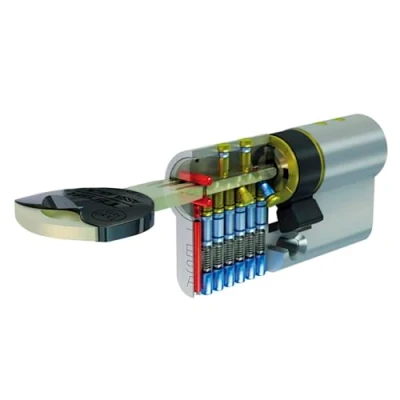 Imagen de Tesa Assa Abloy, TX854040L, Cilindro de seguridad TX80, Leva larga, Latonado, 40x40mm