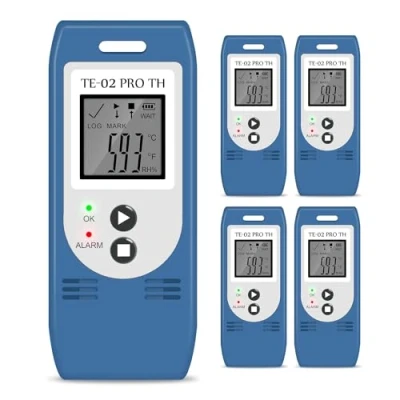 Imagen de ThermElc TE 02 Pro TH Registrador de Humedad y Temperatura con Informes CSV PDF Automáticos, Compare Datos Múltiples Dispositivos, Monitoree Almacenamiento en Congelado Certificado Calibración