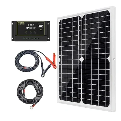 Imagen de 20 W 12 V Paneles solares Kit de panel Solar monocristalino Off Grid sistema para casas RV Barco con 10A Control carga cables