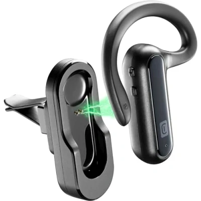 Imagen de cellularline Car Flat Auricular Bluetooth Mono con Soporte para Coche de boquillas aireación o Adhesivo Talk Time: 6 Horas Carga: 1,5 Alcance: 10 m