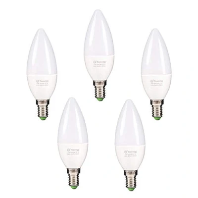Imagen de Tecnolux Euro Bombilla LED E14 vela, 7W,C38 blanco frío 6400K 560 lm (5 Unidades)