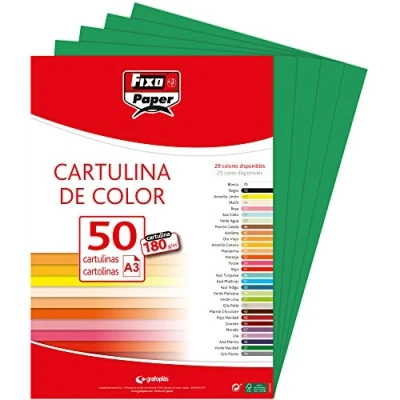 Imagen de Fixo Paper 11120322 Paquete de cartulinas A3 50 unidades color verde oscuro, 180g