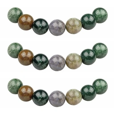 Imagen de MJDCB 8mm 43 piezas Cuentas de Piedra Ágata India Redondas Sueltas Piedras Semipreciosas Naturales para Hacer Joyas Pulseras Collares