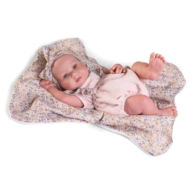 Imagen de Muñecas Antonio Juan Sweet Reborn Luca con Mantita de Flores Cuerpo Vinilo Sexuado y Ponderado 42 cm Ref. 80325 Colección 2024
