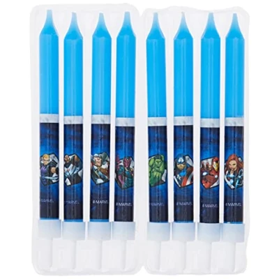 Imagen de dekora 346192 Velas de Cumpleaños Avengers para Decoración, Azul, 8 pcs