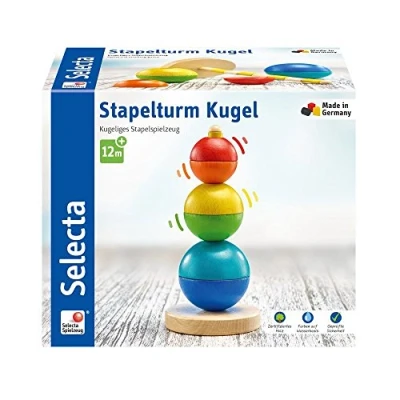 Imagen de Selecta 62002 bola Torre apilable, madera juguete, 16 cm , color/modelo surtido