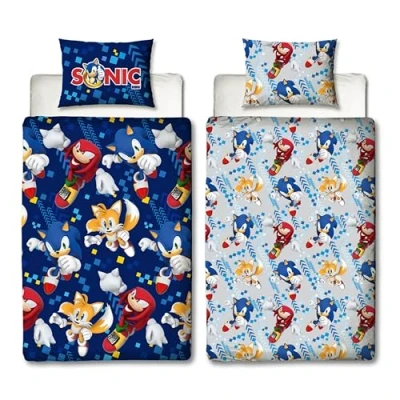 Imagen de Character World Sonic The Hedgehog Juego de Funda edredón Oficial para Cama Individual con diseño Rebote Reversible 2 Caras, Incluye Almohada a Juego, Individual,