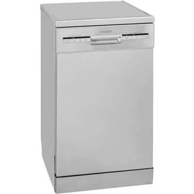 Imagen de Exquisit® Lavavajillas 45Cm, Clase E, Color Plateado, 9 Servicios, 6 Programas, Cesto Regulable, Funciones Extra Seco y Media Carga, Interior Inox, Consumo 70 kWh/año, Medidas 84,5x44,8x60 Cm.