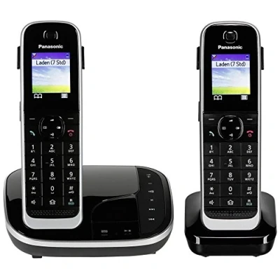 Imagen de Panasonic KX TGJ322 Teléfono (Teléfono DECT, Altavoz, 250 entradas, Identificador de Llamadas, Servicios Mensajes Cortos (SMS), Negro) [versión importada]
