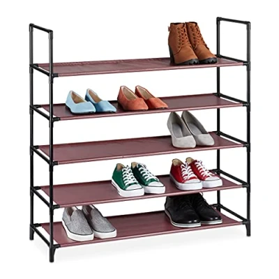 Imagen de Relaxdays Schuhregal Stecksystem Sistema de Encaje XL, 5 Niveles, para 20 Pares, Estantería Zapatos 90,5x87,5x30cm, Zapatera, Burdeos, 1 Pieza