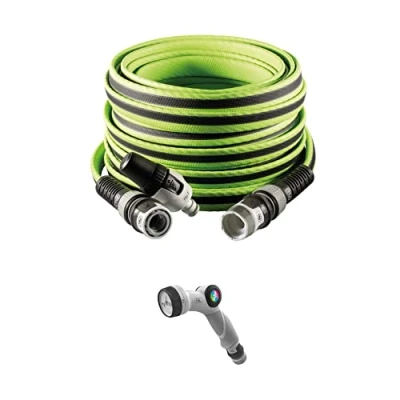 Imagen de FITT Force Plus 1/2&quot; 30 m, Manguera de Agua Jardín, Ligera y Resistente, para Uso Intensivo con Lanza Pistola Multifunción, Lime