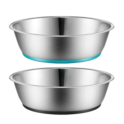 Imagen de PEGGY11 Cuencos de Acero Inoxidable para Perros y Gatos, Ligeros, Antideslizantes, Parte Inferior Silicona, Grado Alimenticio, Sin BPA, Aptos Lavavajillas, 1,44L, 2 Paquetes