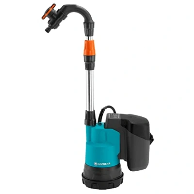 Imagen de Gardena Set Ready To Use de bomba recogida agua pluvial a batería 2000/2 18V P4A: sumergible con filtro integrado, 2000 l/h, P4A 18 V (14602 20)