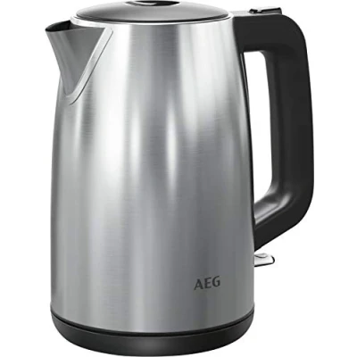 Imagen de AEG K3 1 3ST Hervidor de acero inoxidable, 2200 W, capacidad 1,7 Litros, filtro antical extraíble, apagado automático seguridad, interruptor encendido/apagado, base giratoria 360º, gris