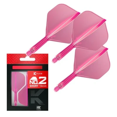 Imagen de Target Darts K Flex Integrated Dart Flight and Shaft, No.2 Rosa (Corto) Lote de 3 No 2, Plumas y Caña para Dardos Kflex Precision Moulded 2 In 1 Accesorios Profesionales