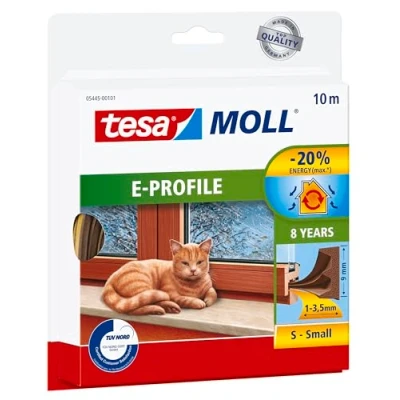 Imagen de tesamoll Perfil E Burlete de Caucho Autoadhesivo para Aislar Ventanas y Puertas Sellar Huecos Marrón 10 m x 9 mm 4