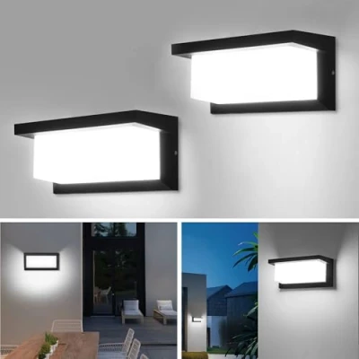 Imagen de YICALE 2 Piezas Aplique Pared exterior 18W,6500K LED Exterior,IP65 Impermeable Luz Iiluminación,Lámpara de Aluminio para Jardín, Terraza, Patio, Villa, Pasillo