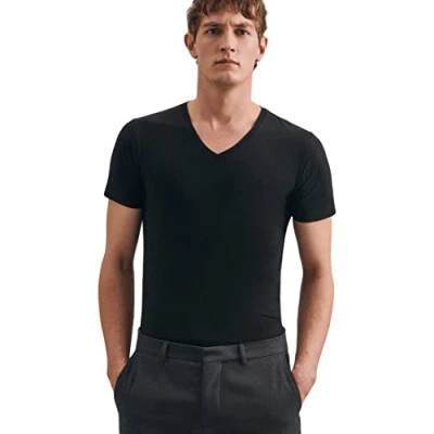 Imagen de Seidensticker Regular T Shirt Uni Rundhals Kurzarm Camiseta, Negro (Schwarz 39), M para Hombre