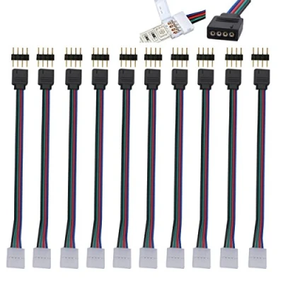 Imagen de WOWLED 10 conectores de luces LED RGB 5050 3528, conector PCB hembra macho 4 pines mm, cable para tiras RGB, armario,