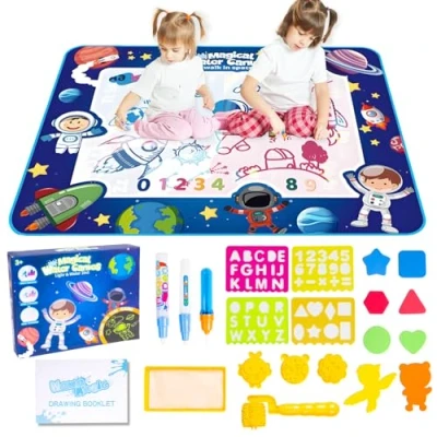 Imagen de GIBOHOM Alfombra Pintar Agua,Doodle Esteras Mágicas,Agua Dibujo Pintura de astronauta con 100x80cm,uguete educativo reutilizable,con Juego Herramientas Pintura,Juguetes Juegos Regalo Niños Niña