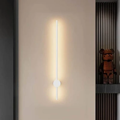 Imagen de Klighten LED Larga Lámpara de Pared Interior Blanco Aplique Moderna Cama, IP65 Aluminio Luz Exterior, para Dormitorio/Comedor/Escalera, 80CM/24W, Blanca Cálida 3000K