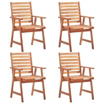 Imagen de vidaXL 4X Madera Maciza de Acacia Sillas Comedor Jardín Asiento Sofá Terraza Exterior Patio Parque con Respaldo Cenar al Aire Libre