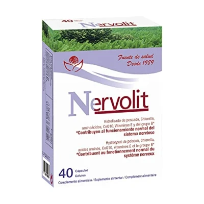 Imagen de Nervolit 40 cápsulas Herbetom Bioserum Hidrolizado de pescado, chlorella, aminoácidos, Coenzima Q10, vitamina E y B. Contribuye al funcionamiento normal del sistema nervioso