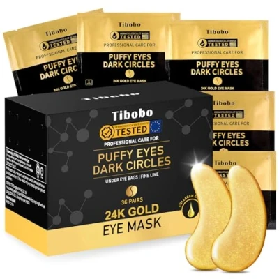 Imagen de 24K Gold Parches ojos, 36 Pares hidratantes frownies, oculares de colágeno y ácido hialurónico, Ojos Bolsas Ojeras para Reducir Ojeras, los ojos,eye patches/eye pads