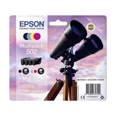 Imagen de Cartucho de tinta Epson 502, 3.3ml, 4.6ml, 210 páginas, 165páginas Negro, Cian, Magenta,