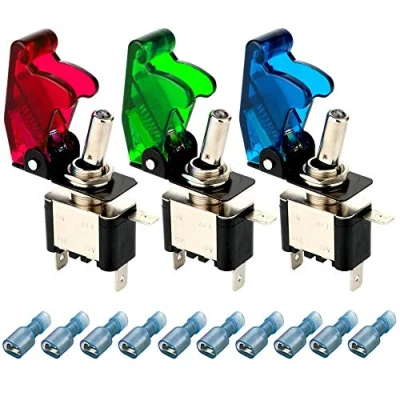 Imagen de Gebildet 3pcs Conmutador de Palanca con Luz LED(Rojo,Verde, Azul), 20A 12V 24VDC, Interruptor 2Posiciones ON/Off 3Pin SPST, Interruptores Basculantes para Auto Vehiculo Barco