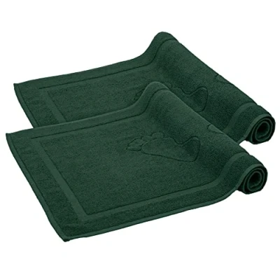 Imagen de Komfortec Juego de 2 Alfombrillas baño Rizo, 800 g/m² y 100% algodón, absorbentes Secado rápido, 50 x 80 cm, Color Verde Oscuro