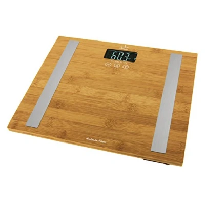 Imagen de Báscula de baño Jata 577, Peso máximo 180 Kg, Pantalla LCD, Bambú