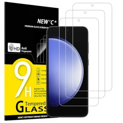 Imagen de NEW&#039;C 3 Piezas, Protector Pantalla para Samsung Galaxy S23 FE 5G, Cristal Templado Antiarañazos, Antihuellas, Sin Burbujas, Dureza 9H, 0.33 mm Ultra Transparente, Resistente