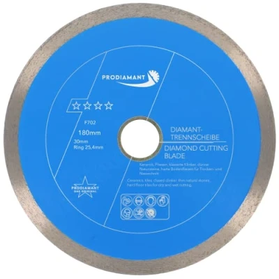 Imagen de PRODIAMANT Disco de corte diamante para azulejos y baldosas profesional 180 mm x 30/25,4 F702 ProRim no se rompe en gres porcelánico piedra natural