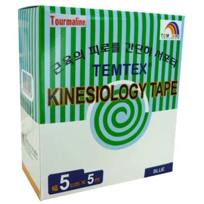 Imagen de Temtex Tourmaline Kinesiology Tape 5x5 6 uds, Talla 5 cm x m, Color Azul