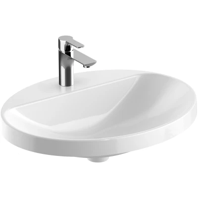 Imagen de Lavabo empotrado Geberit VariForm ovalado, 600x480mm, con agujero para grifo, sin rebosadero, 500.727.01.2, Color: blanco