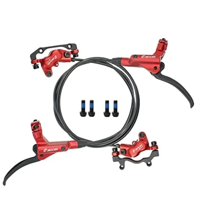 Imagen de NYK Zoom HB 876 Freno de disco hidráulico 4 pistones delantero y trasero 800 mm 1400 mm, juego para bicicleta montaña, MTB, BMX (rojo)