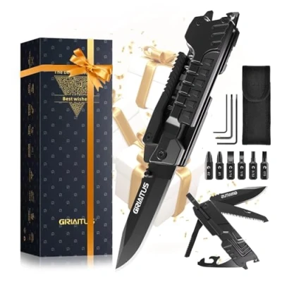 Imagen de Regalos para Hombre 17en1 Navaja Multiusos Supervivencia Multiherramienta Regalo Cumpleaños, Navidad, Originales Mujer