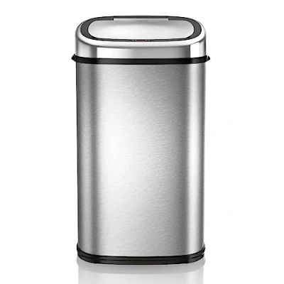 Imagen de Tower T80901 Cubo de Basura con Sensor, Acero Inoxidable Automático Accionamiento Manual Cierre Suave Inteligente, Capacidad 58 l, Plateado