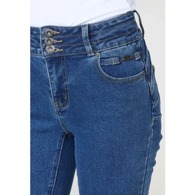 Imagen de Pantalón jeans azul medio mujer boot cut push up elástico