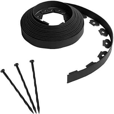Imagen de Bordura de jardín Flexible Negra 4 cm x 10 m con 30 estacas fijación