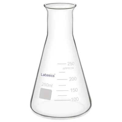 Imagen de Labasics Vidrio Boca Ancha Erlenmeyer Matraz, Borosilicato Frasco con Borde de Servicio Pesado, Capacidad 250 ml (Paquete 1)