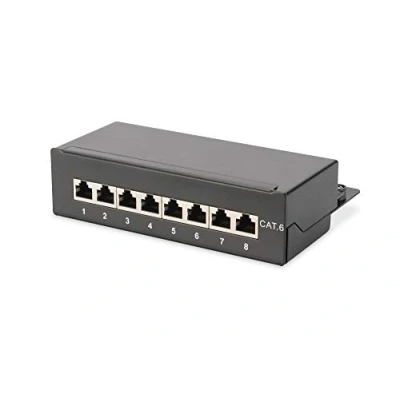 Imagen de DIGITUS Panel de conexión LSA sobremesa Cat 6, 8 puerto, blindado, Negro