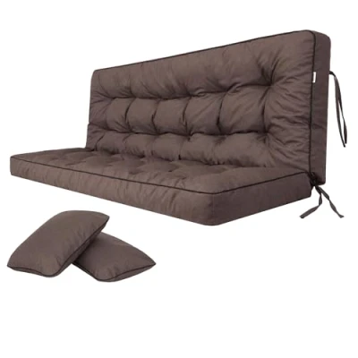 Imagen de Bjird Cojin para Banco Cojines Blandos de Asiento y Respaldo Tumbonas, Bancos Jardín, Columpios Patio, Suelo Impermeables con Diseño Acolchado Correas 100 cm Azul Marino