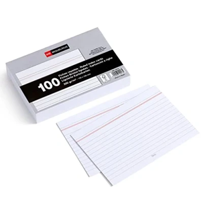 Imagen de Miquelrius Flashcards, 100 Fichas para Notas, Rayado Horizontal, Tarjetas Estudio, Papel Cartulina Offset de 200 g/m², Tamaño x 150 mm