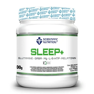 Imagen de Scientiffic Nutrition Sleep+, Suplemento con Melatonina, Magnesio, GABA, 5 HTP y Aminoácidos para Dormir Bien o Ayudar a Conciliar el Sueño la Relajación, Sabor Melocotón 300g