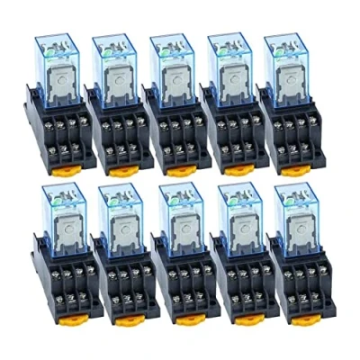 Imagen de arlote 10Pc MY4NJ 14PIN 4DPDT Mini Relé ElectromagnéTico ElectróNico 5A Bobina con Base de Enchufe PYF14A AC 220V