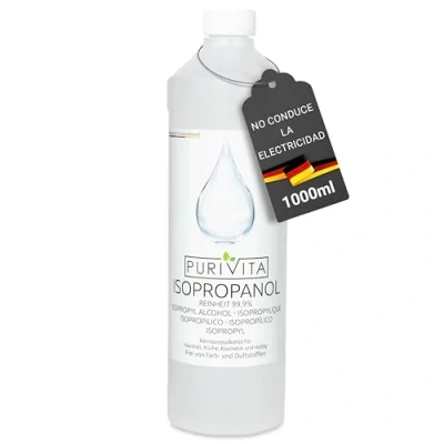Imagen de PURIVITA ISOPROPANOL alcohol isopropilico 99,9% poder de limpieza, Limpiador isopropyl para hogar, industria y electrónica, Desengrasante + disolvente, Sin residuos, No conductor,3000ml