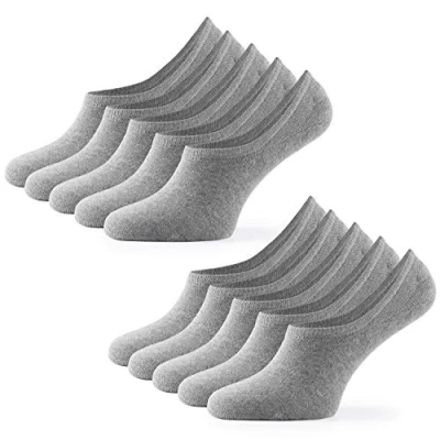 Imagen de Mat &amp; Vic’s Calcetines Cortos par Hombre y Mujer Invisibles Respirable tobilleros Algodón Antideslizantes,Certificado Oeko Tex 100 (10 pares, gris, UK 12 15 / EU 47 50)